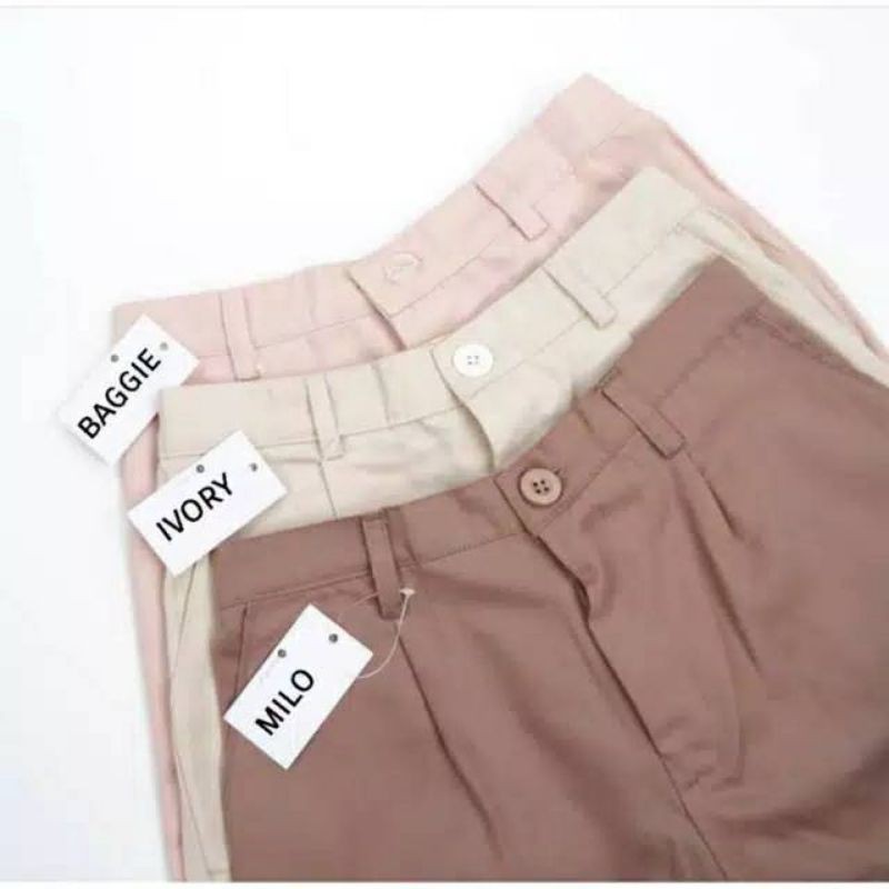 BAYAR DITEMPAT CELANA PANJANG WANITA BAGGY PANTS WANITA Latte nude hitam maron ivory Dusty pink Navy