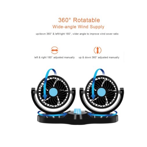 Kipas Angin Mobil Double Kipas Kencang Ganda Headed Vehicle Car Fan 12V [KPSMB]