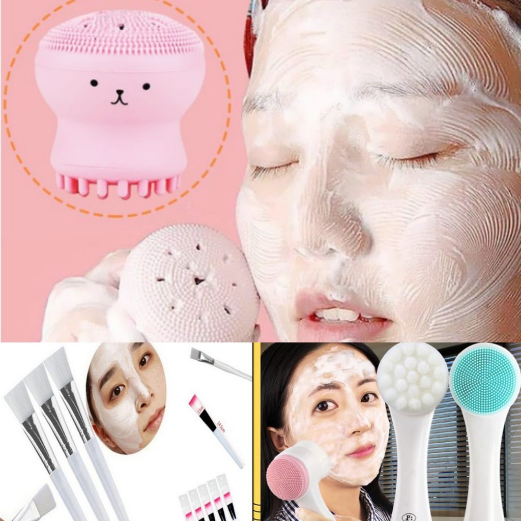 NunuLisaTan -  Alat Cuci Muka  Silikon Brush Pembersih Muka /Kuas Masker SILICONE