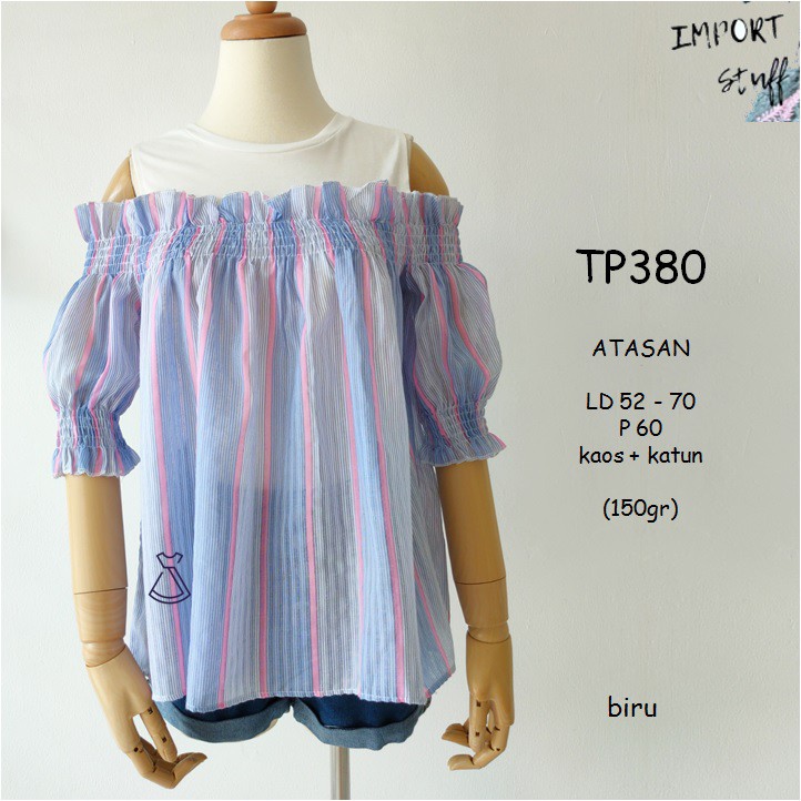 TP380 - BAJU ATASAN BLOUSE SABRINA WANITA LUCU IMPORT MURAH