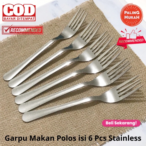 [BISA COD] PROMO Garpu Makan Polos Isi 6 Pcs Stainless Tebal Anti Karat Alat Makan Berkualitas Harga Murah Terjangkau