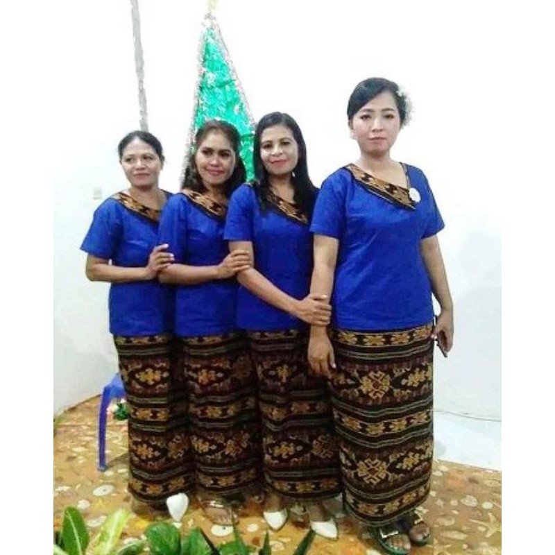 Baju Setelan rok blus (warna kombinasi Hijau dan Biru)