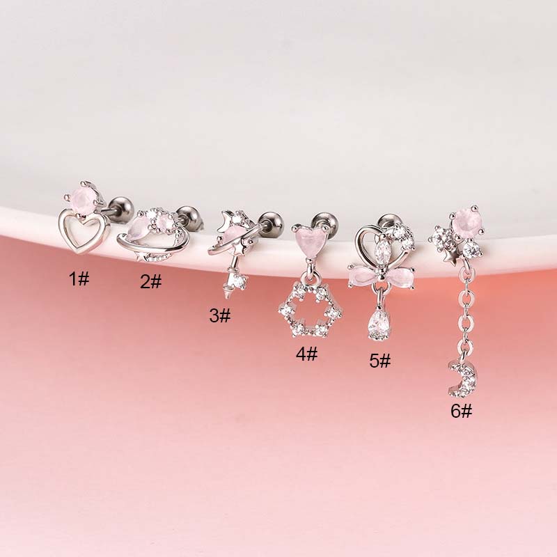 1pc Anting Stud Tindik Tulang Rawan Bentuk Planet Bahan Stainless Steel Warna Silver 20Gauge Helix Pinna Lobe Tragus