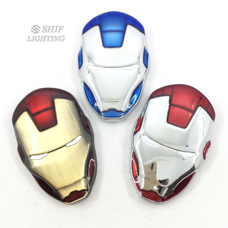 1Pc Stiker Emblem Logo Iron Man Marvel Metal 3D untuk Mobil / Motor