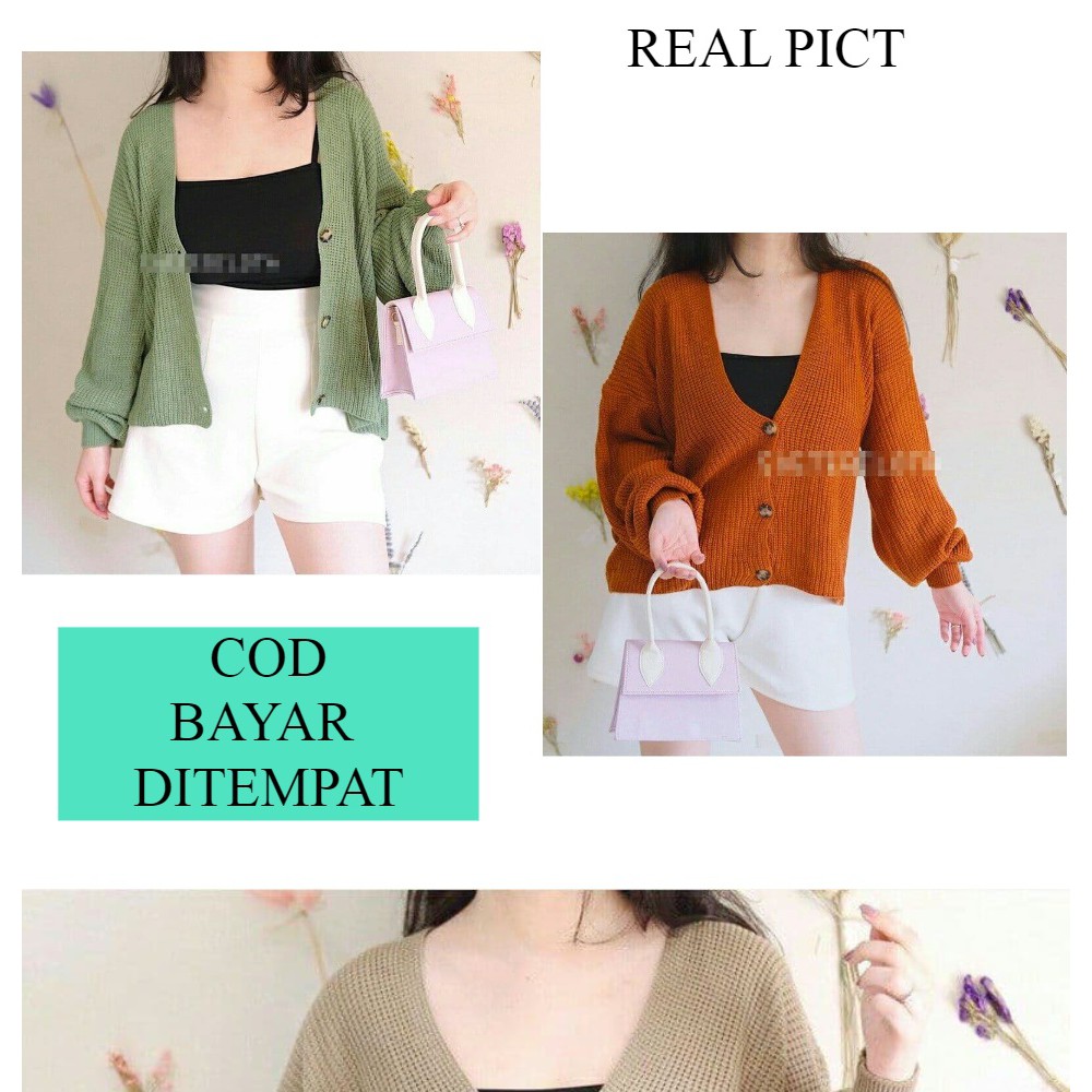 VINA CARDIGAN / CROP CARDIGAN RAJUT / CARDIGAN WANITA / CARDIGAN CROP TANGAN BALON