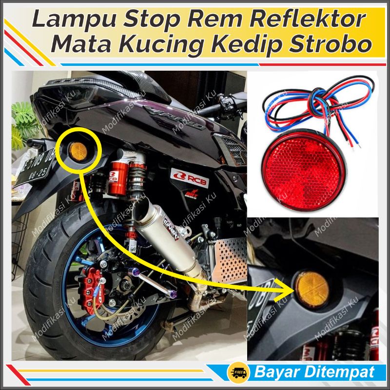 LAMPU MOBIL MOTOR REM KEDIP BULAT MATA KUCING REFLEKTOR