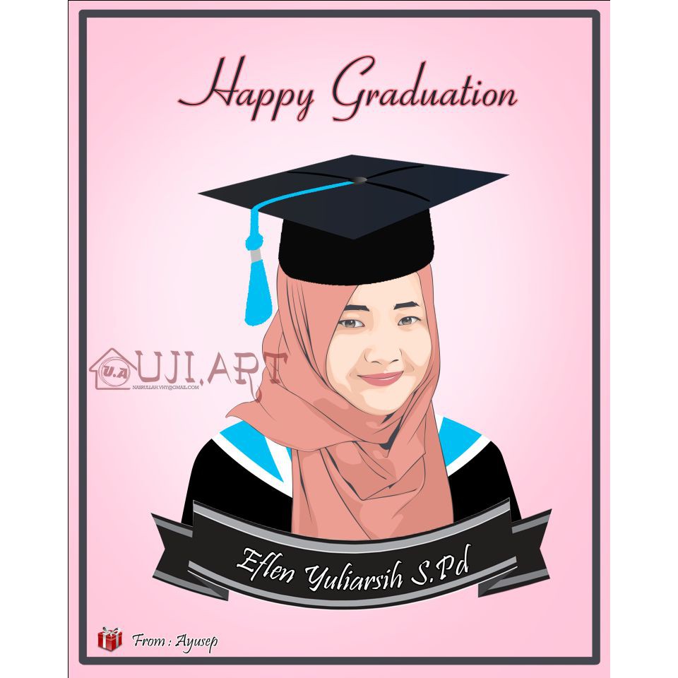 Souvenir Kado Hadiah Unik Wisuda Vector Wajah Ilustrasi Karikatur