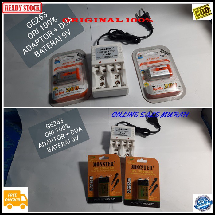 G263 ori 100% adaptor desktop alat cas casan charger baterai A2 A3 9V volt elektronik travel Universal multifungsi power supply adapter ac dc aa aaa Kotak Ni-Cd Ni-MH original G263   ADAPTOR + DUA BATERAI 9VOLT CAS  BISA SEGALA JENIS BATERAI A2 A3 9V  Kap