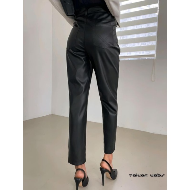 Celana Kulit High Waist Pu Leather Pants Leather Office