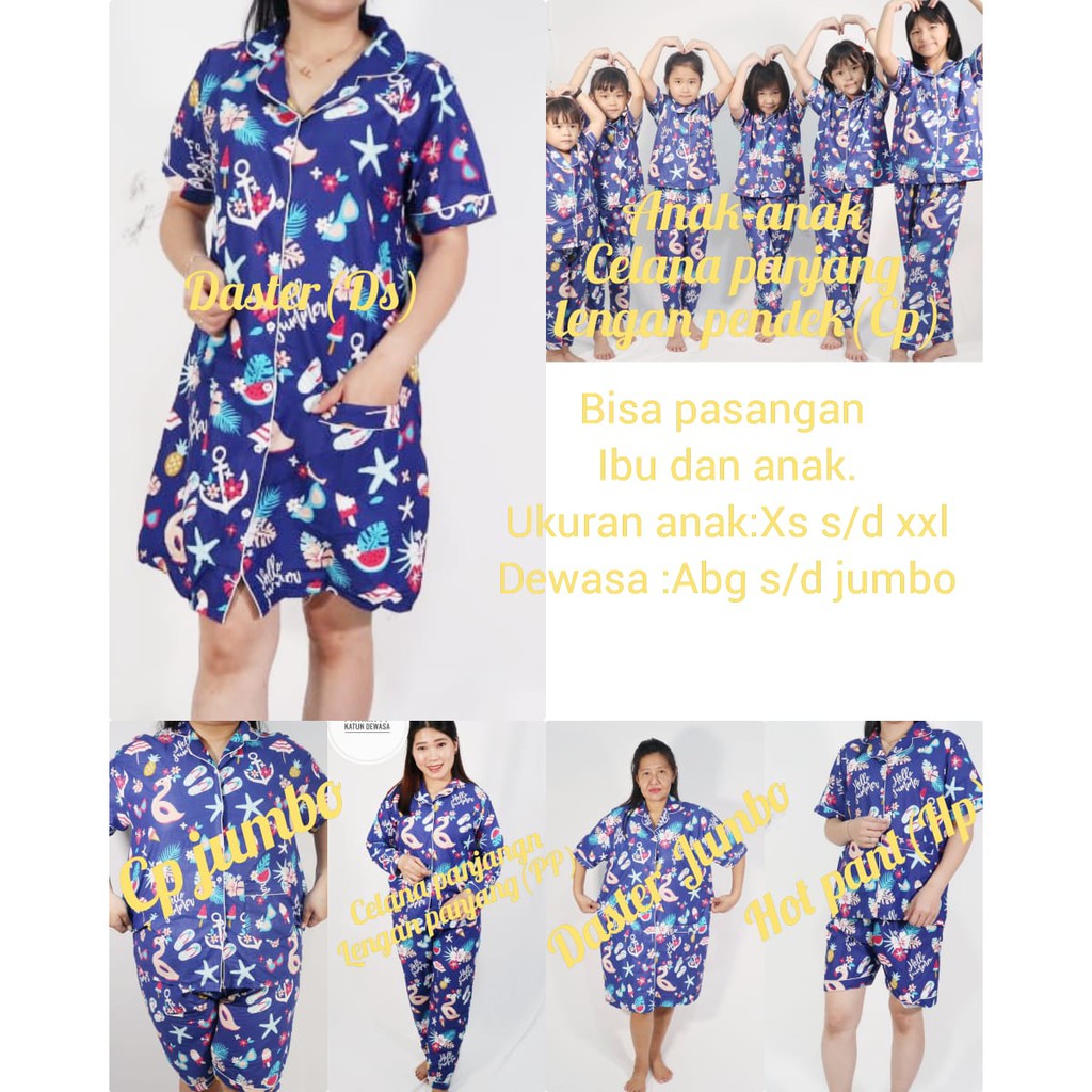 Bisa pasangan ibu dan anak motif FLAMINGO navy
