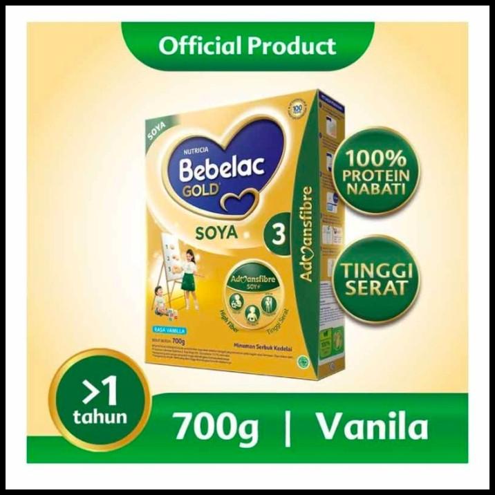 Bebelac Gold 3 Soya Susu Per Tumbuhan Anak +1 Tahun Vanila 700 G