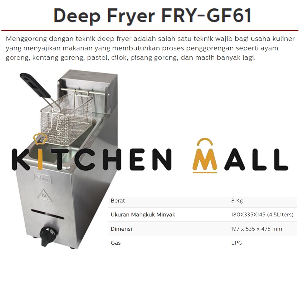 FOMAC FRY-GF61 Mesin Penggorengan Gas - GAS Deep Fryer