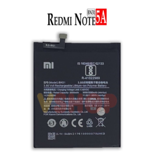 BATERAI BATRE FOR XIAOMI REDMI NOTE 5A - REDMI S2 - MI5X - MI A1 BN31 BATTERY