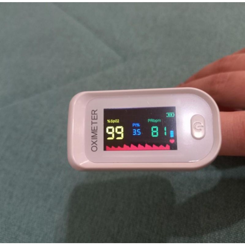 Oksimeter Oximeter Fingerpulse Tip LCD Premium Pink Rose Gold Merah Muda - White Putih