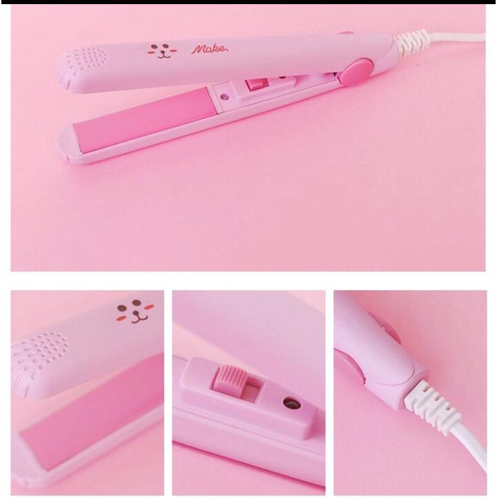 Catok Mini Make Time Karakter Pelurus Rambut Portable Serba Guna / Catokan Mini Alat Catok Rambut Mini 2in1 Set Lurus dan Keriting Make Time Karakter / RANDOM