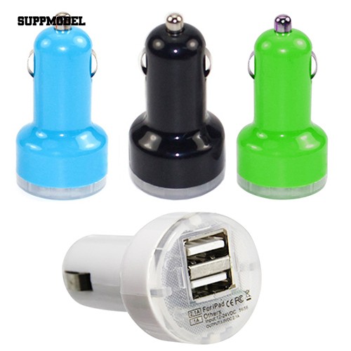 Adaptor Charger Mobil USB Ganda 5V 2.1A / 1A