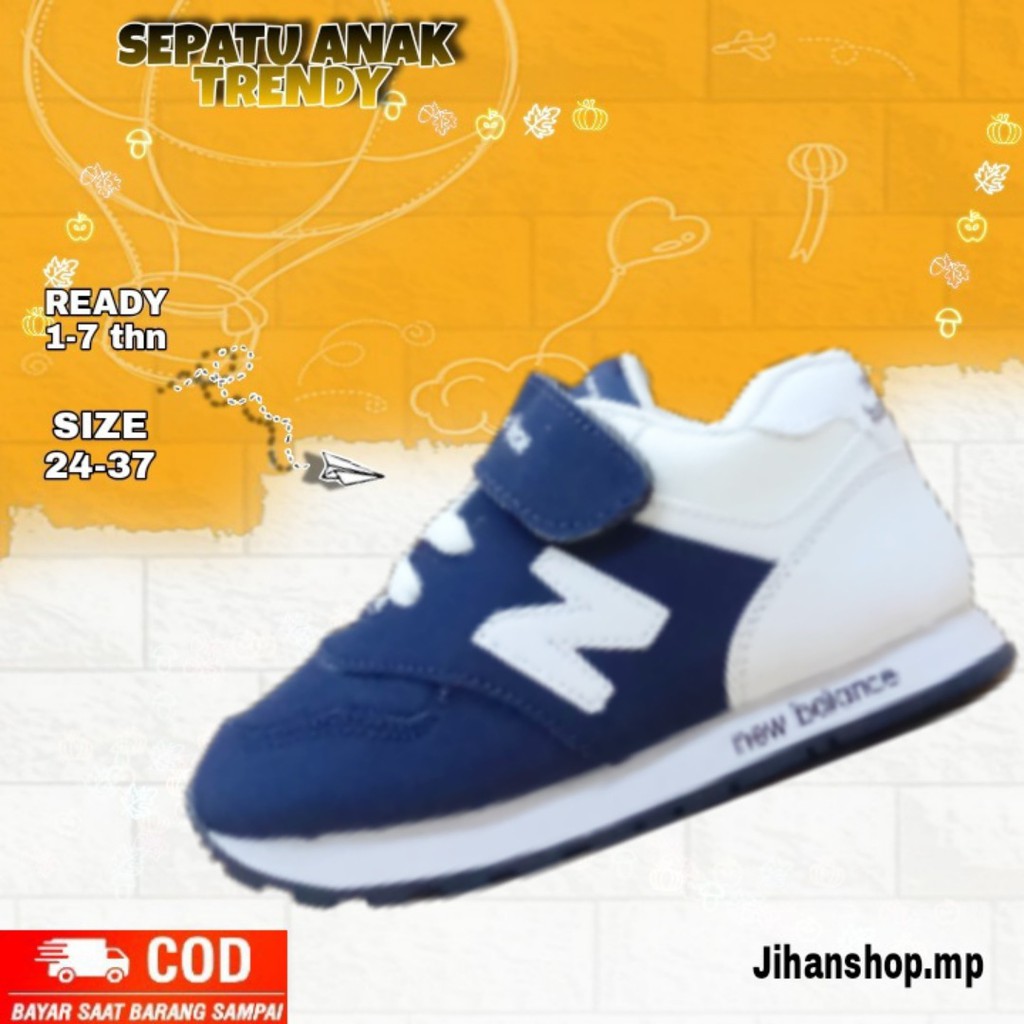 NBXX3 Sepatu Sneakers Anak Laki-Laki Murah Warna Navy Putih NB-05 Cowo Size 1-7 Tahun Sepatu Cowok