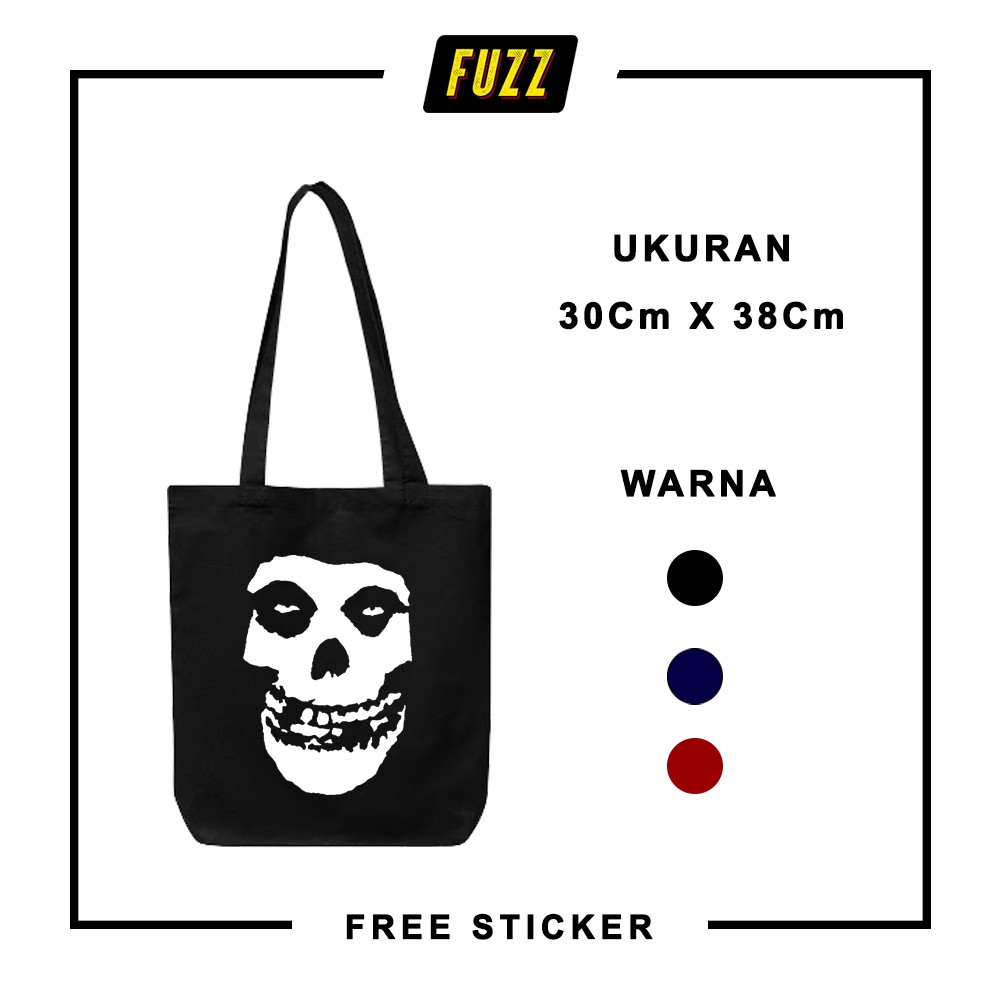 TOTEBAG BAND THE MISFITS / TOTE BAG DISTRO MUSIK PUNK SKULL / TAS JINJING KEREN DAN MURAH