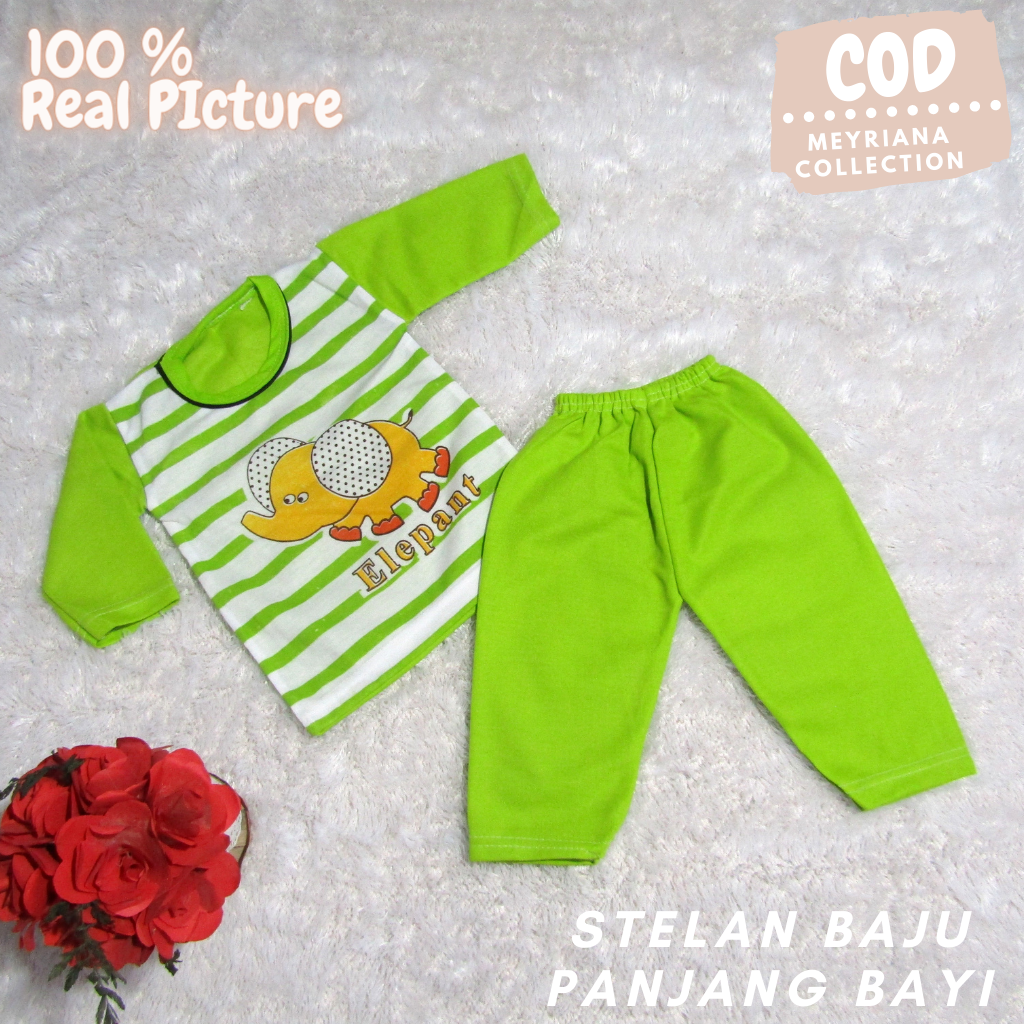 Setelan Baju Bayi Kaos Oblong Anak Piyama Bayi Lengan Panjang 0-12 Bulan Meyriana Collection