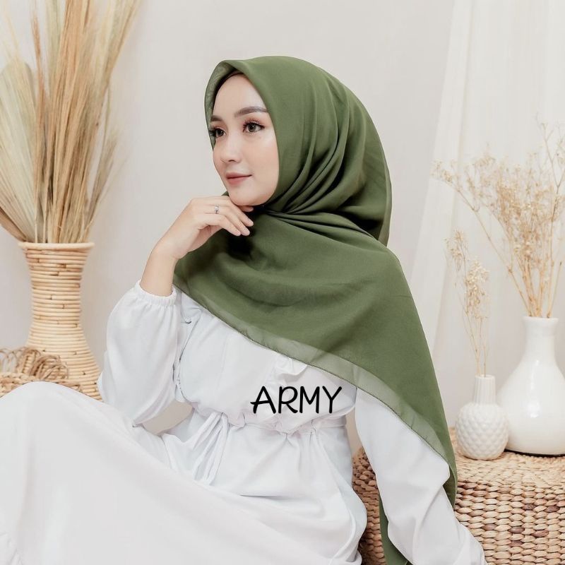 hijab BELLA SQUARE Pollycotton premium-ARMY