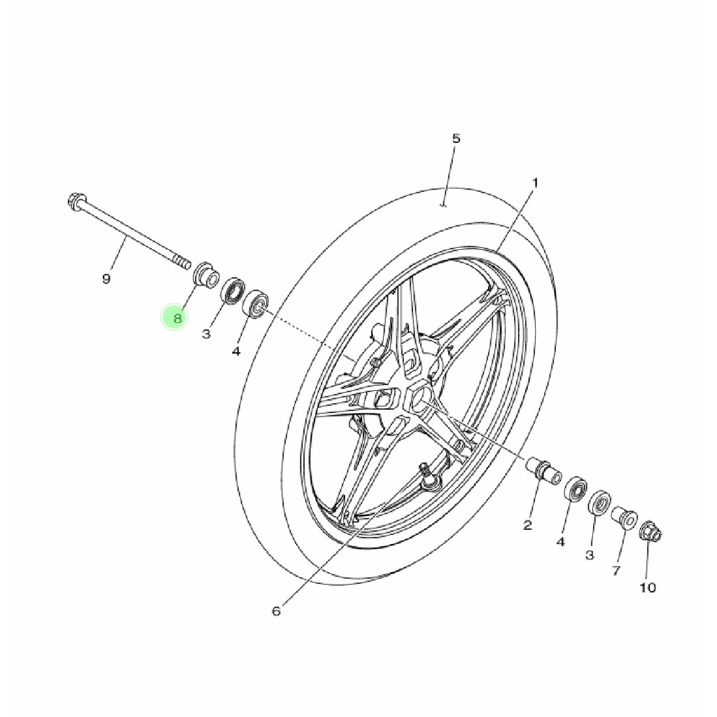 COLLAR WHEEL BUSH BOSH BOS RODA DEPAN KANAN R15 OLD LAMA V2 2PK ORIGINAL YGP 1CK-F5186-00