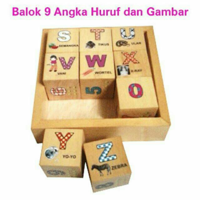 Balok 9 Angka Huruf dan Gambar