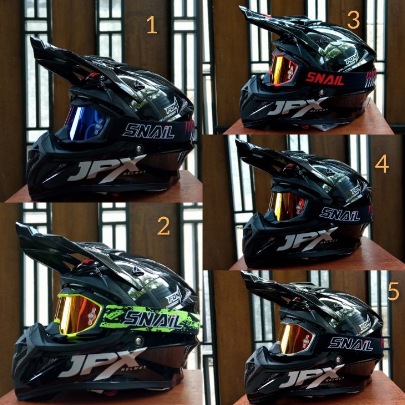 HELM JPX CROSS_SOLID - BLACK MET / SILVER + GOOGLE SNAIL (ONGKIR 2 KG) HELM JPX TERBARU