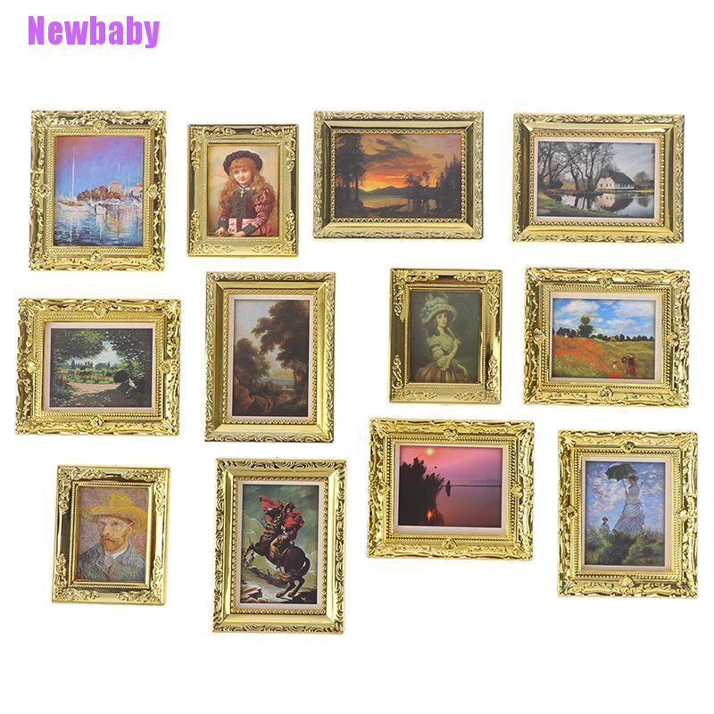 (Newbaby) Miniatur Frame Minyak Antik Skala 1: 12 Untuk Dekorasi Rumah Boneka