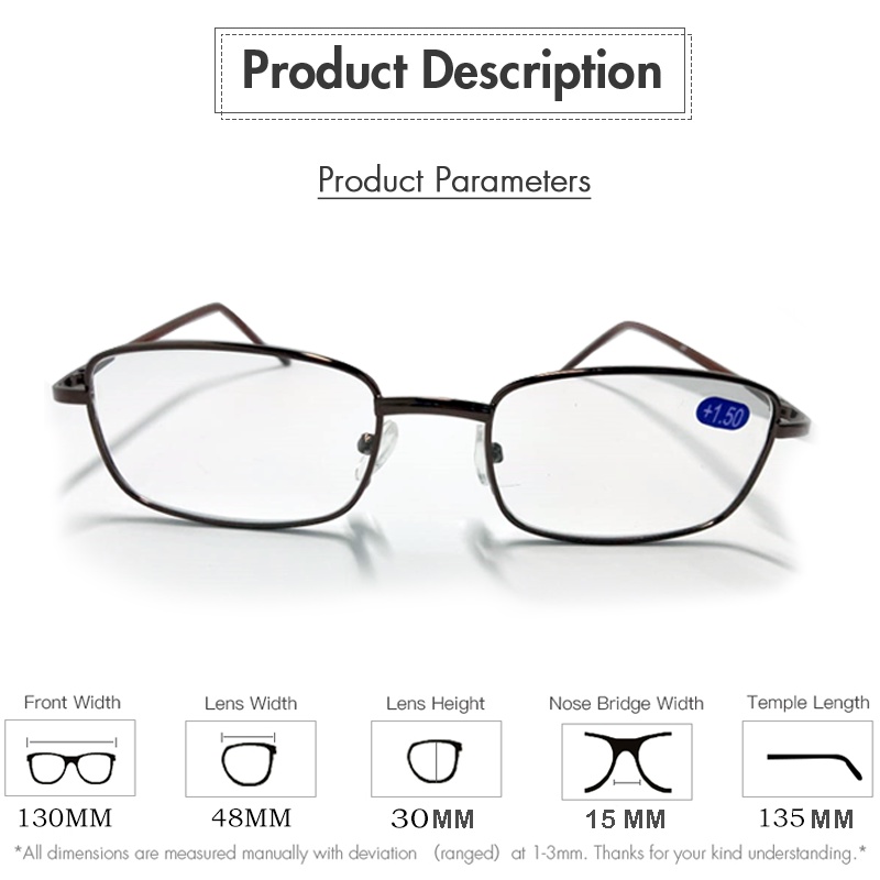 Terbaru Kacamata Plus (+) Kaca mata Komputer Hp Model Frame Besi Kacamata Baca Plus +1.00 s/d +3.00 Kaca mata Rabun Dekat Fashion Pria Wanita Unisex Reading Glasses