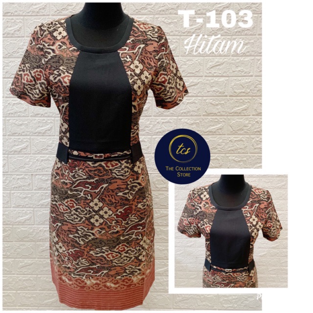 DRESS TUNIK BATIK KATUN TANGAN PENDEK PANJANG 100CM