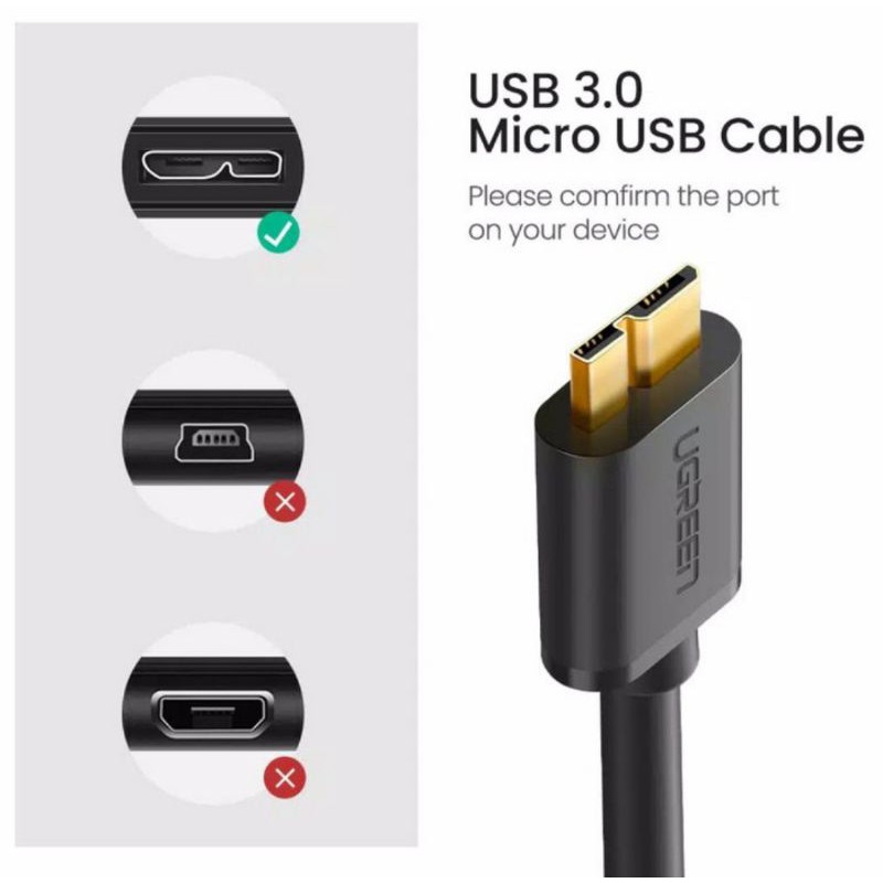 Ugreen Kabel Micro B Usb 3.0 A to Usb 3.0 for Samsung/Hardisk External