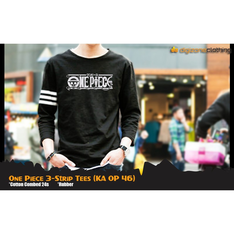 Kaos Pria Lengan Panjang Anime One Piece 3 Strips - KA OP 46