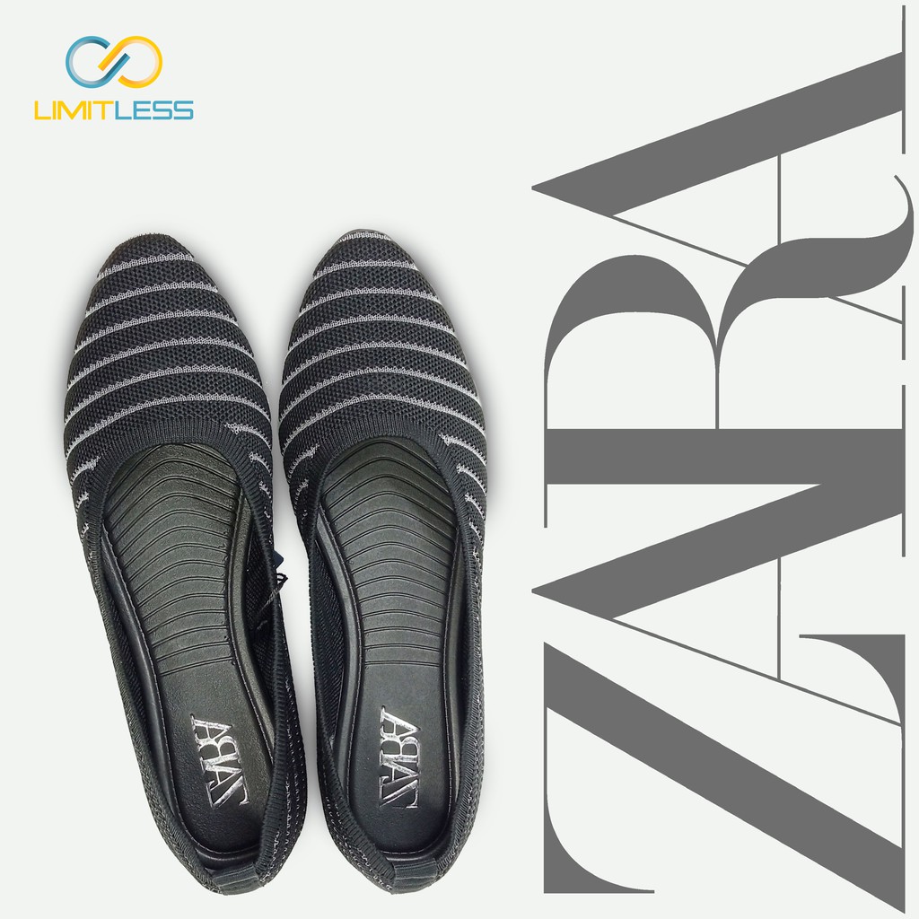 Sepatu Kantor Wanita Zara Laily Flat Shoes Cewek Slip On Fashionable Model Balerina Nyaman Rajut