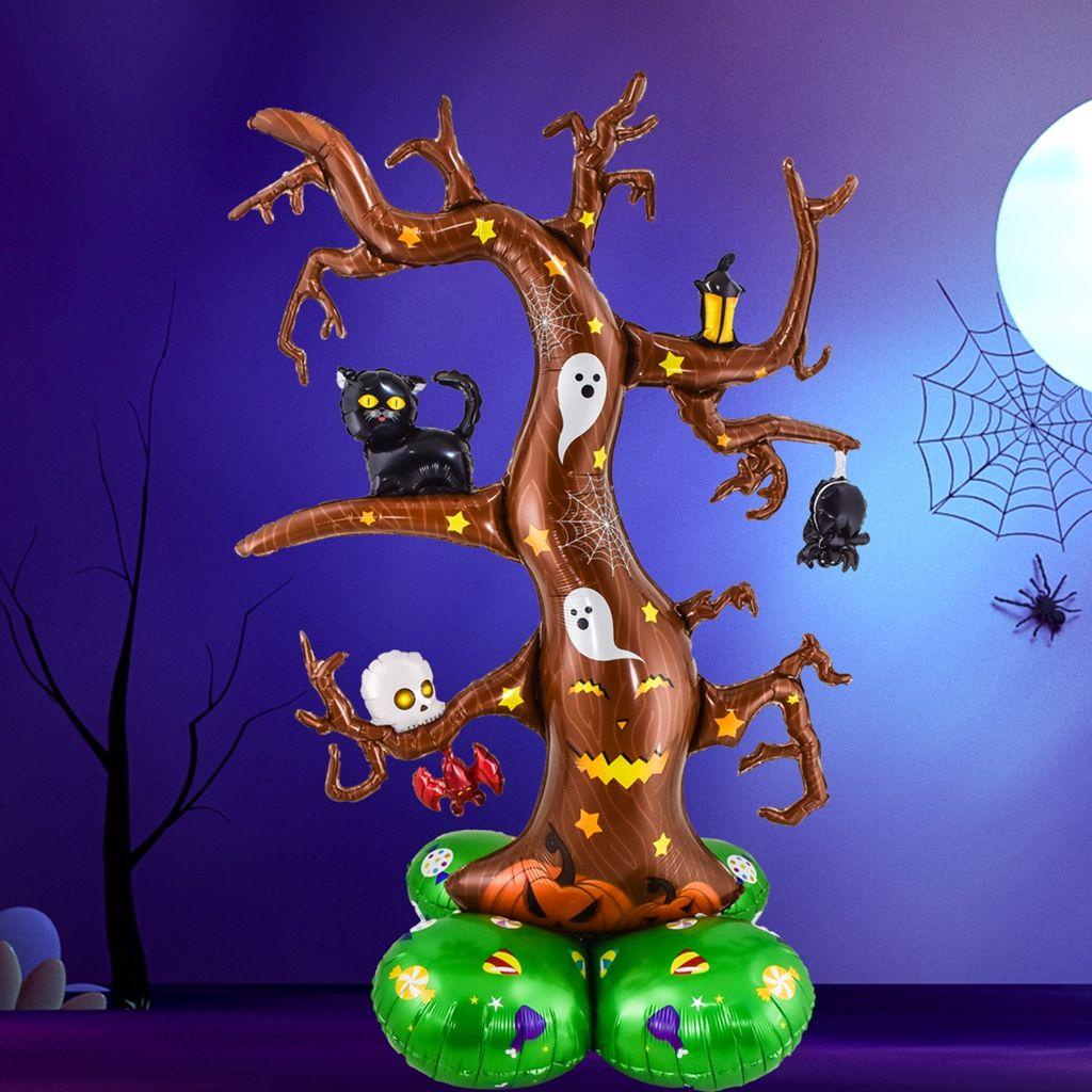 【 ELEGANT 】 Dekorasi Pesta Halloween Penyihir Kreatif, Pohon, Labu Bentuk Kartun Foil Mainan Anak