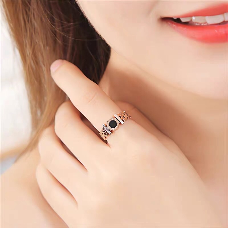 Cincin Titanium Black Square Trending Vintage Korea Fashion Style