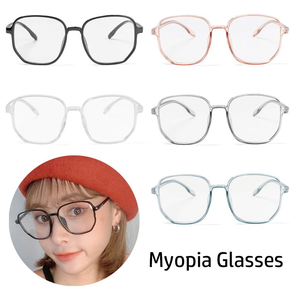 Kacamata Myopia 1.0 ~ - 4.0 Pelindung Radiasi Anti Lelah Bentuk Kotak Oversized Gaya Vintage Untuk Unisex