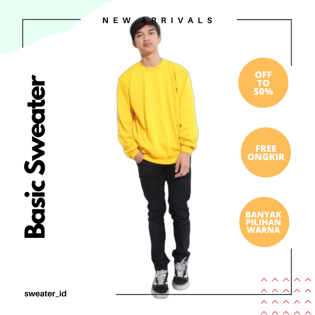 SWEATER_ID Basic Sweater Crewneck Kuning Kenari Polos Unisex