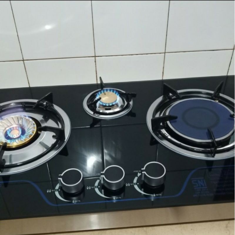Kompor Gas || Kompor Tanam Kaca Suggo 3 Tungku SG-301