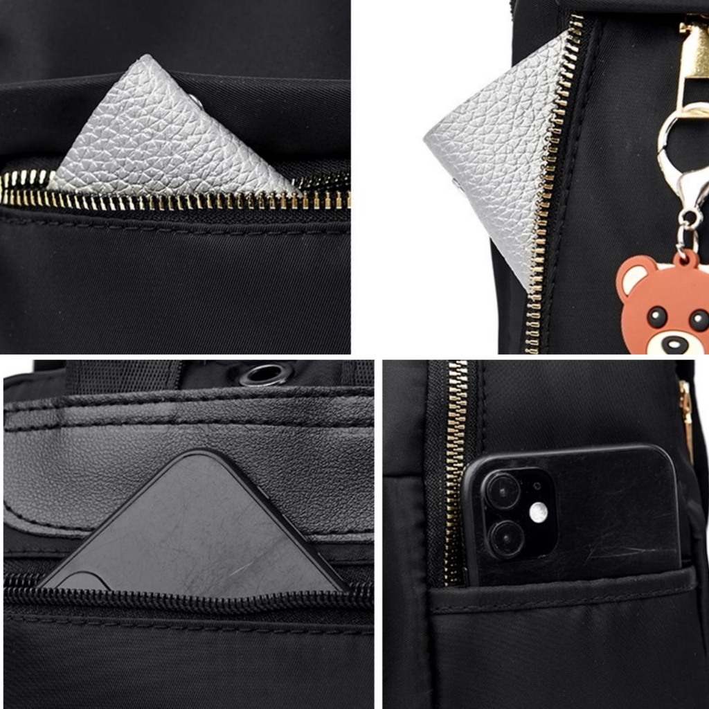 TAS RANSEL WANITA BACKPACK KOREA ANTI AIR HITAM GENDONG PUNGGUNG RAMASA TA602B5 SEKOLAH KULIAH KERJA IMPORT CEWEK REMAJA KEKINIAN MINI PREMIUM BATAM