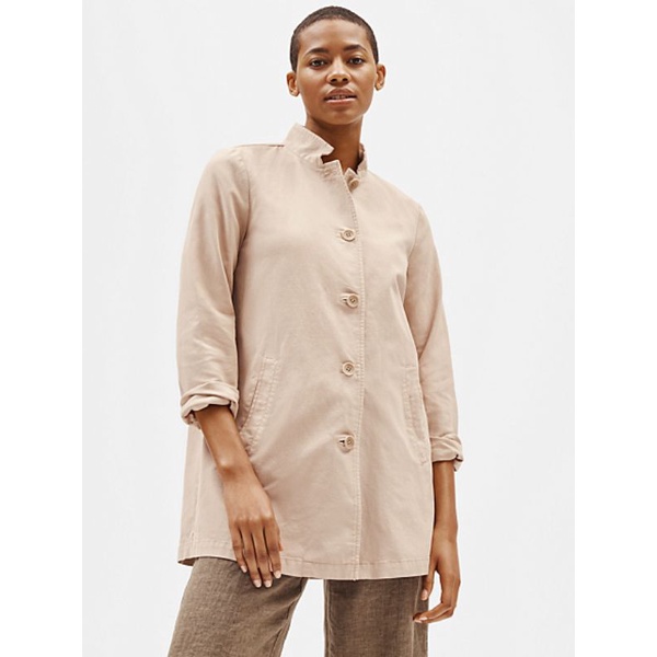 Jacket Coat Wanita Eileen Fisher Organic Cotton Hemp Stand Collar Jacket