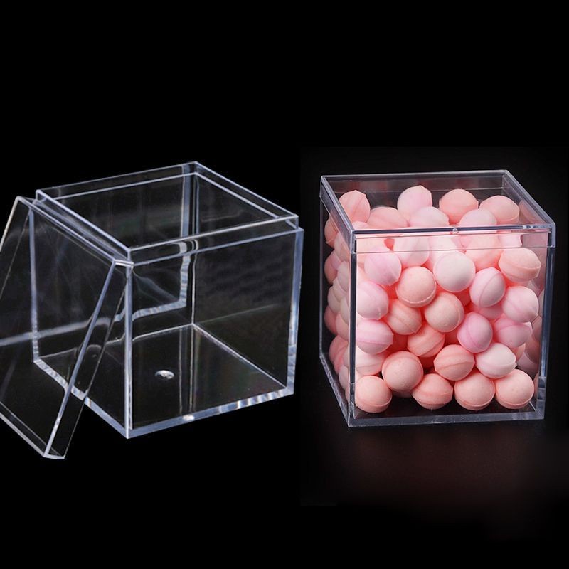 Kotak Kubus Persegi Wadah Candy Box Tahan Lama Transparan Case Akrilik Bening Dengan Tutup Organizer Plastik Banyak Kegunaan