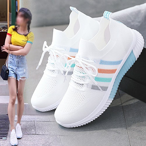 Sepatu Sneakers Wanita Putih Polos - Sepatu Wanita Sneakers Import Premium Quality - Sepatu Casual W