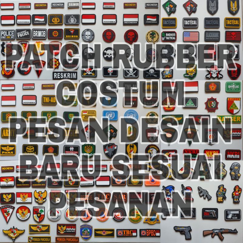 patch rubber costum - pesanan logo desain sendiri (minimal order 50 pcs per logo ) -tempelan karet