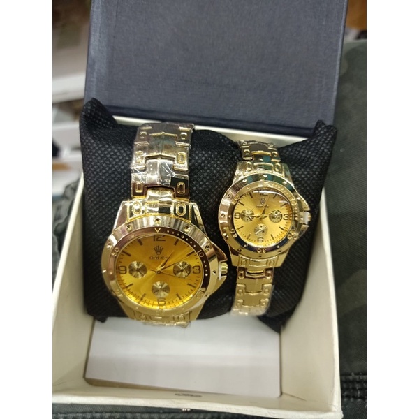 Jam Tangan Pria/Wanita/Couple Rolex Crono Hiasan Angka Stainliss