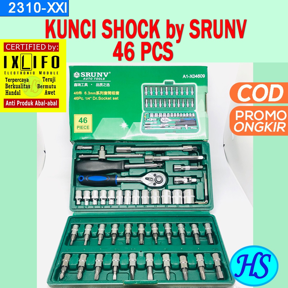 kunci sok shock set 1 4 inch obeng kunci sok socket 46 pcs by srunv