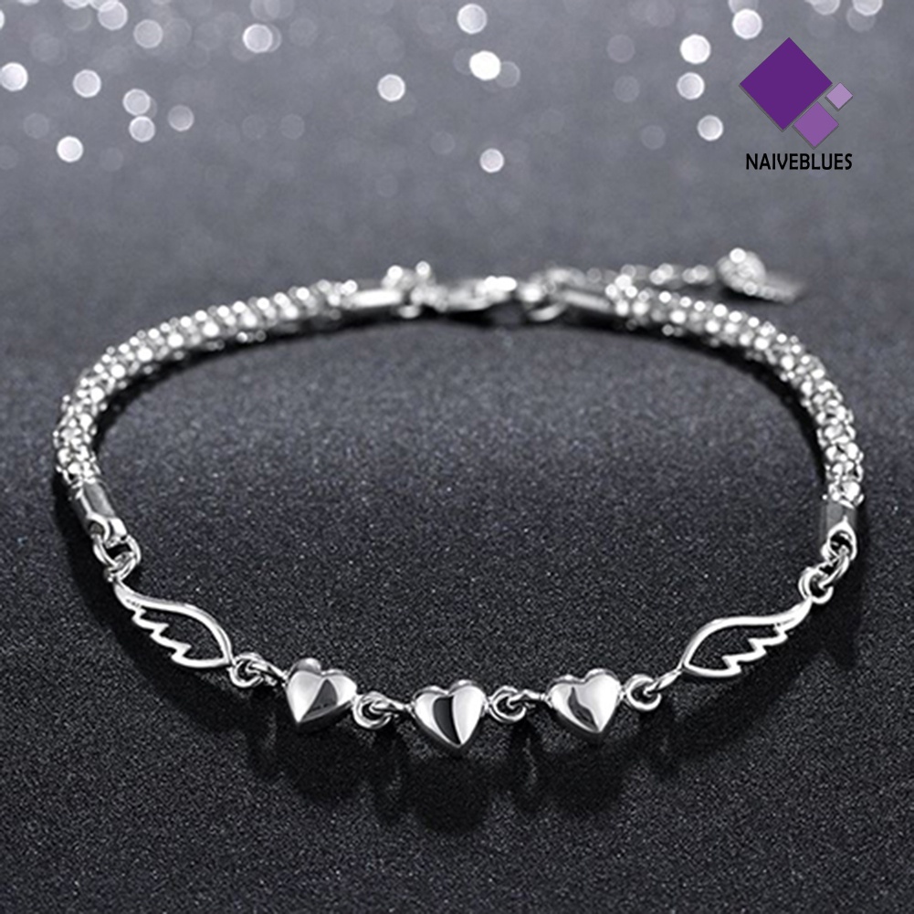 Gelang Rantai Adjustable Desain Hati Untuk Wanita