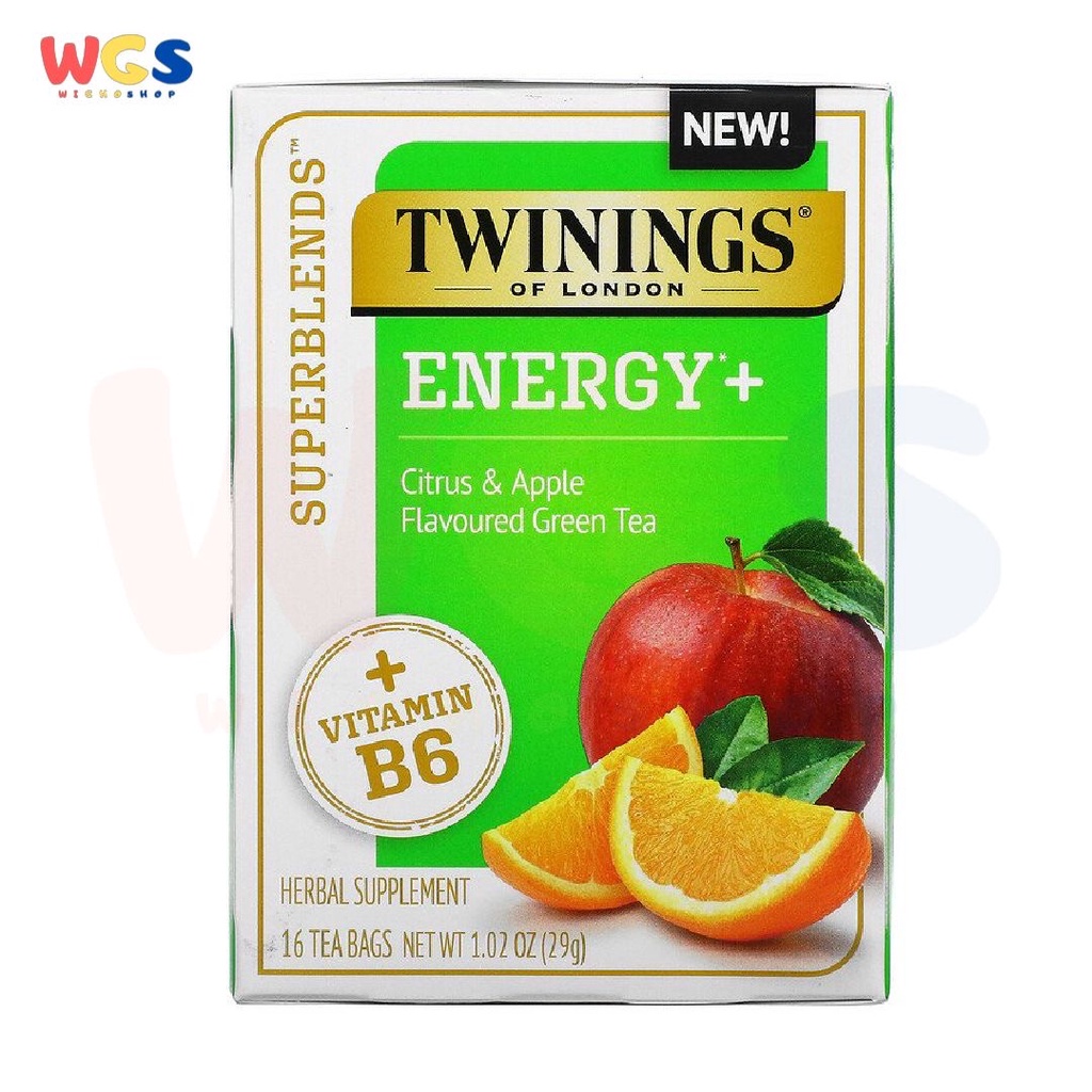 Twinings of London Energy+ Citrus &amp; Apple Flavor Green Tea 16p x 1.81g