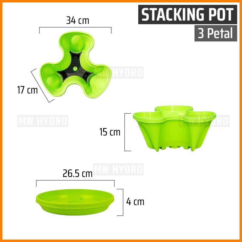 Tatakan Pot Bunga Susun Tingkat, Stacking Flower Pot Base, 3 Petal