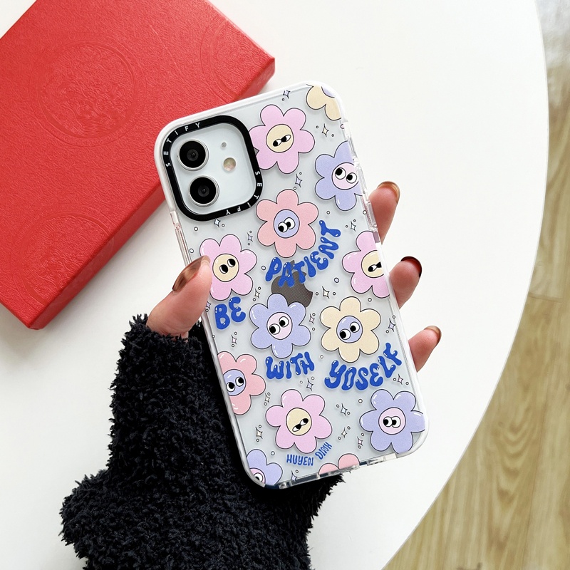 Casing Soft Case Motif Kartun Bunga Untuk iPhone 11 / 12 / 13 Pro Max / 7 / 8 Plus / X / XR / Xs Max