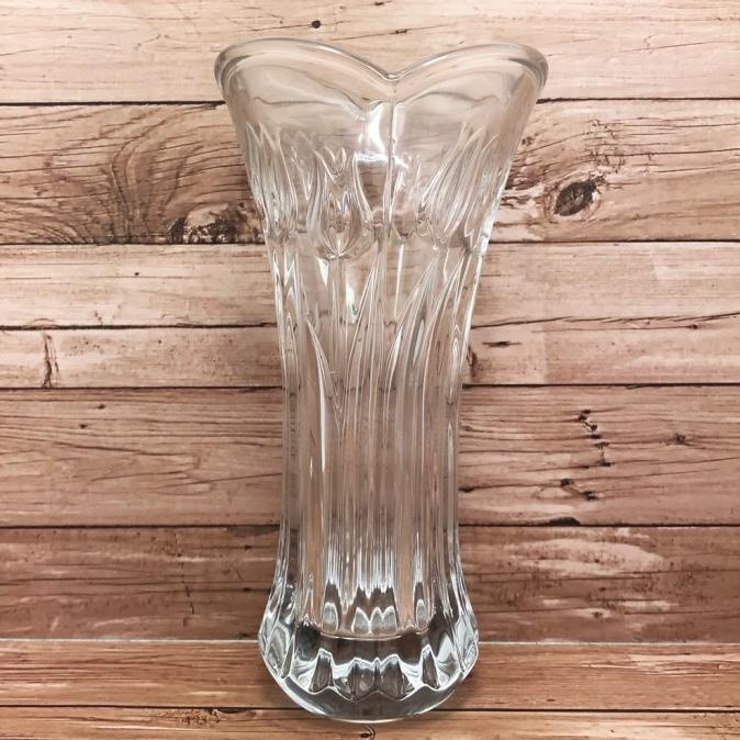 ~~~] Vas Kaca Motif Bunga Tulip Tinggi 18 cm/ Vas Kristal/ Vas Bunga